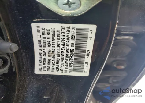 2014 Honda Civic Hybrid z USA, uszkodzony, nr VIN 19XFB4F22EE200302